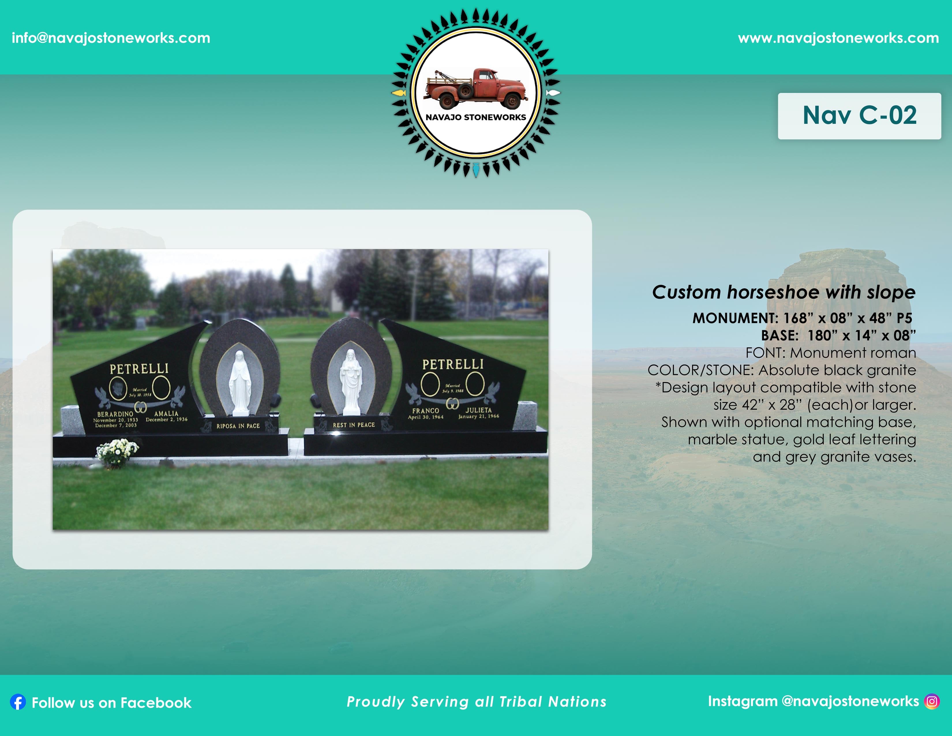 Custom Horseshoe with Slope Memorial