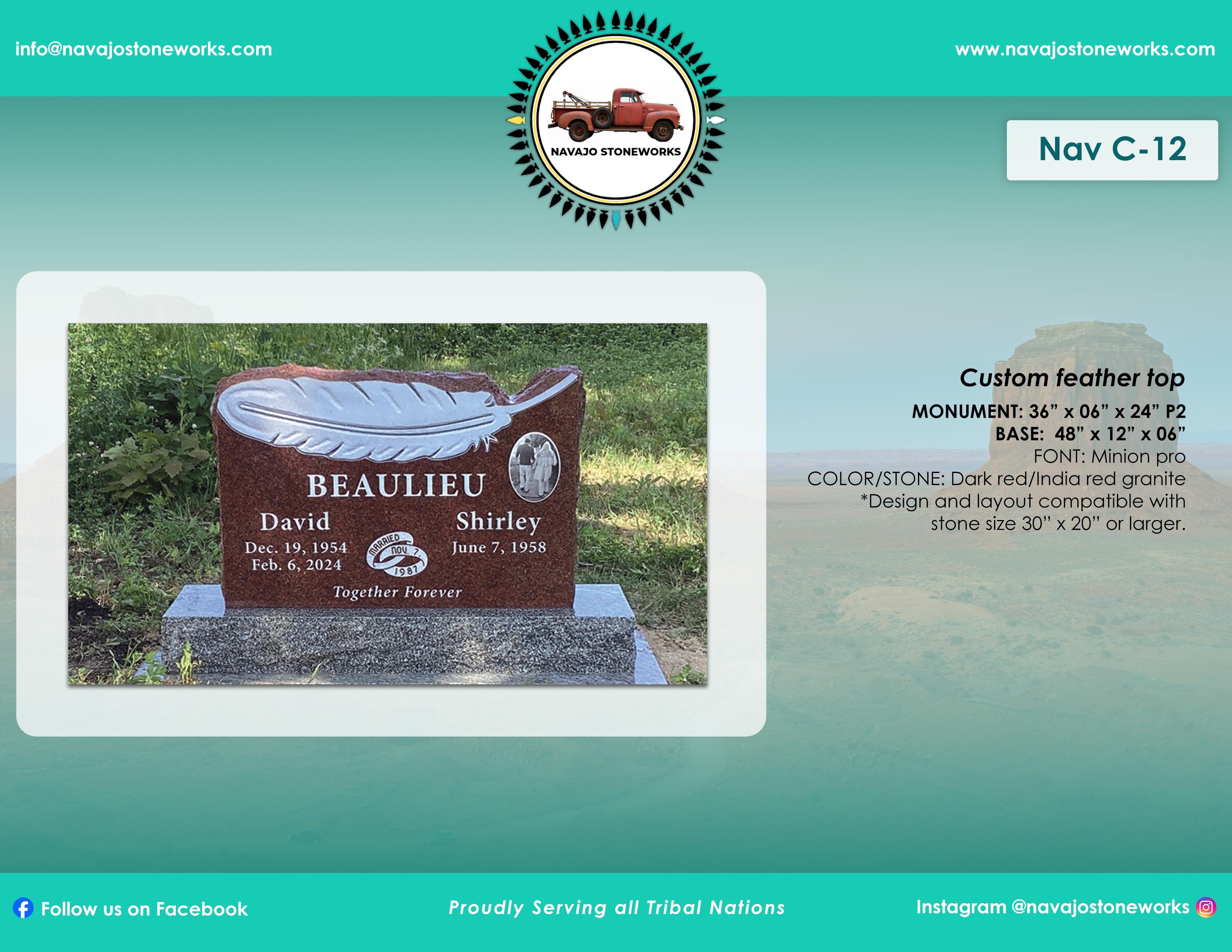 Custom Feather Top Memorial