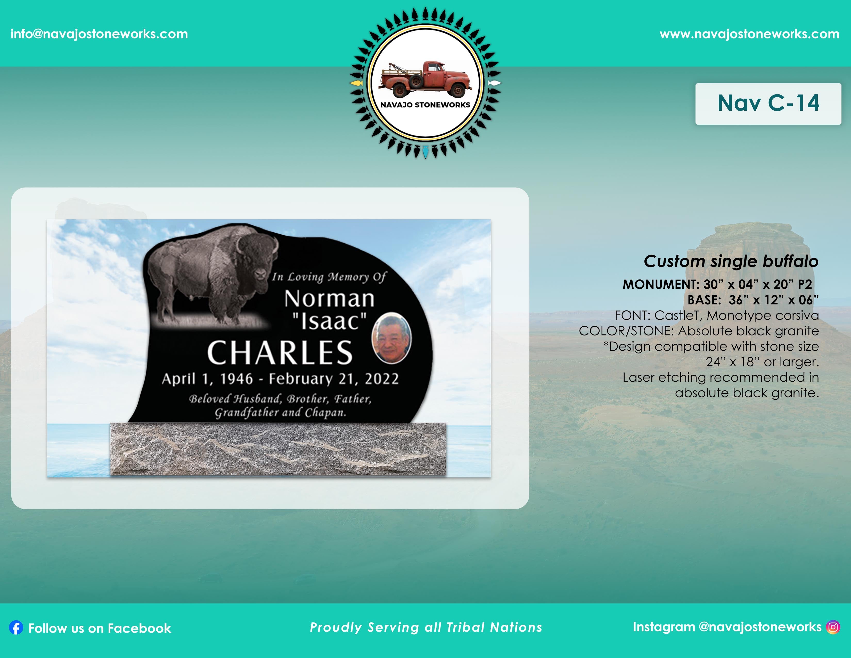 Custom Single Buffalo Memorial