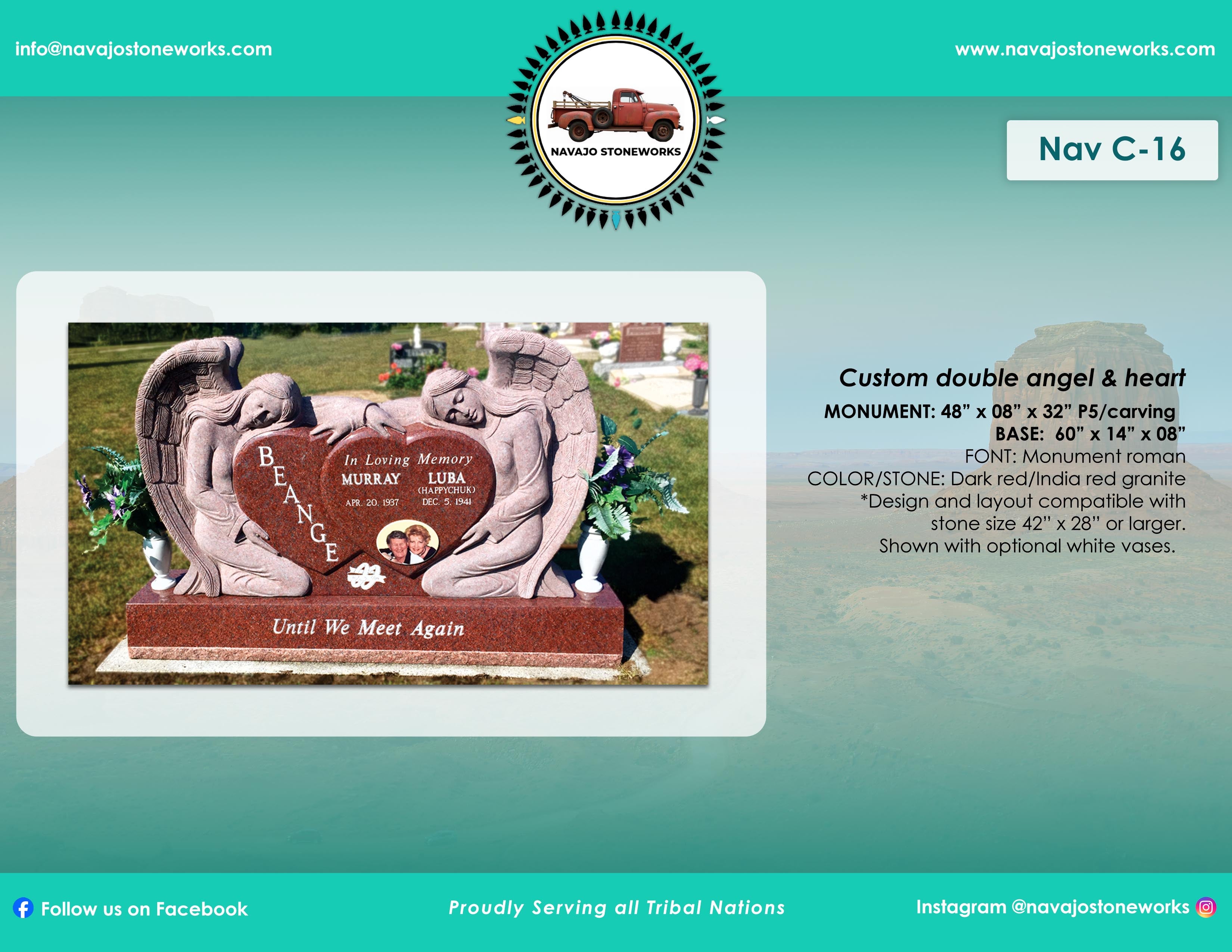 Custom Double Angel & Heart Memorial