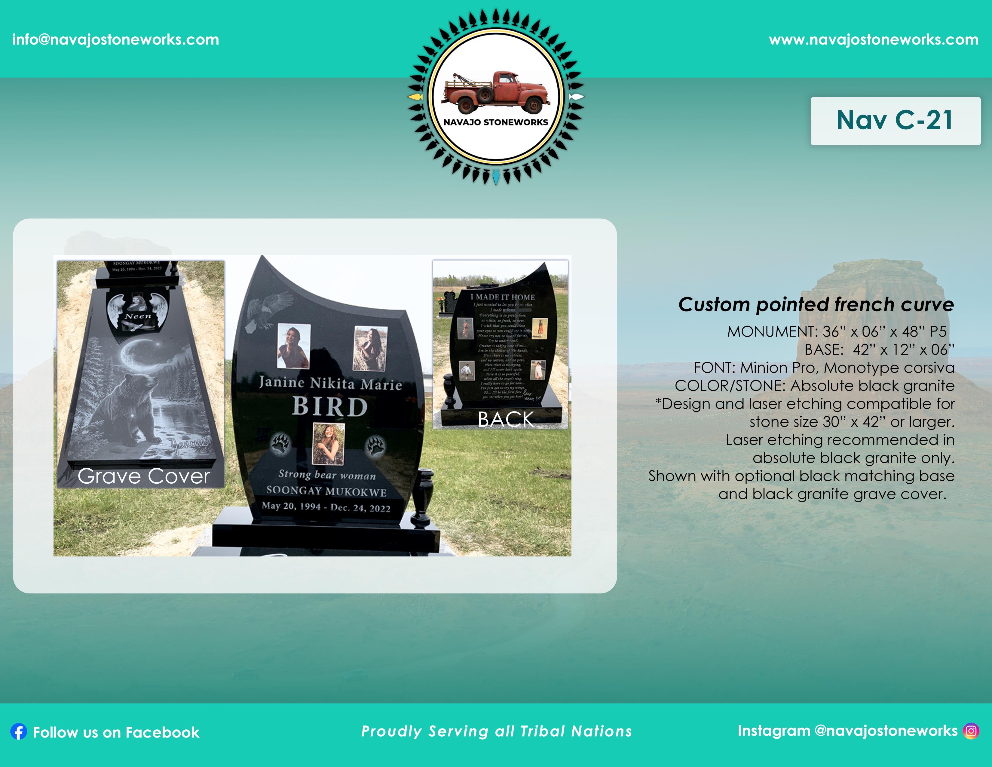 Custom Pointed French Curve Memorial